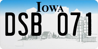 IA license plate DSB071