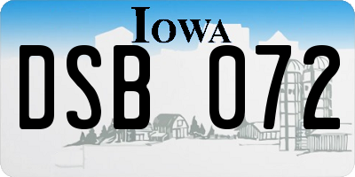 IA license plate DSB072