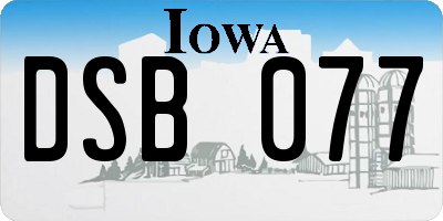 IA license plate DSB077