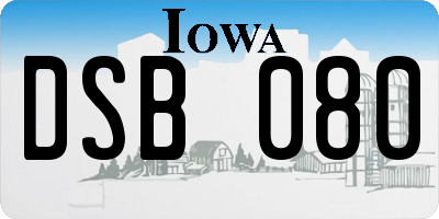 IA license plate DSB080