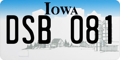IA license plate DSB081