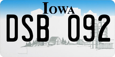 IA license plate DSB092