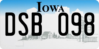 IA license plate DSB098