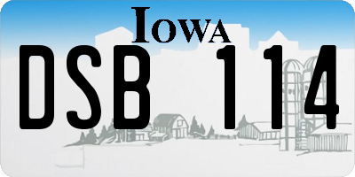 IA license plate DSB114