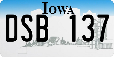 IA license plate DSB137