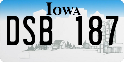 IA license plate DSB187