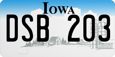 IA license plate DSB203