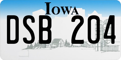 IA license plate DSB204