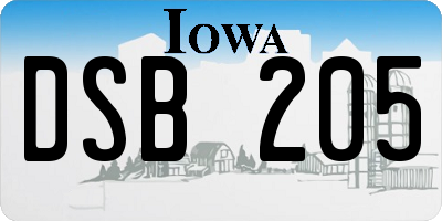 IA license plate DSB205
