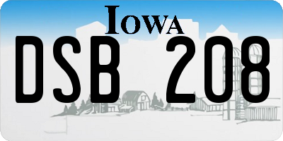 IA license plate DSB208