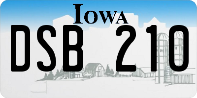 IA license plate DSB210