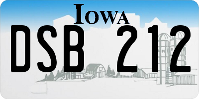 IA license plate DSB212