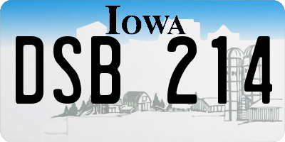 IA license plate DSB214