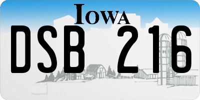 IA license plate DSB216