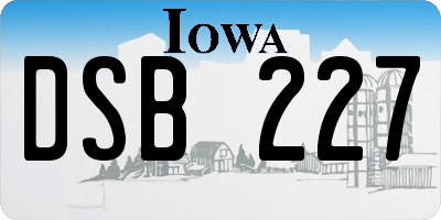 IA license plate DSB227