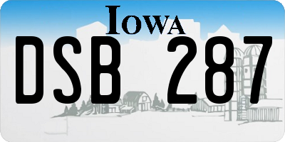 IA license plate DSB287