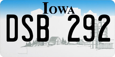 IA license plate DSB292