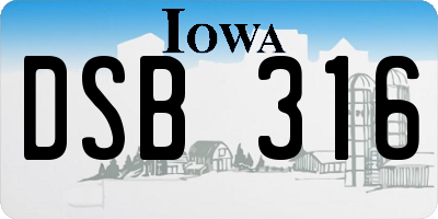 IA license plate DSB316
