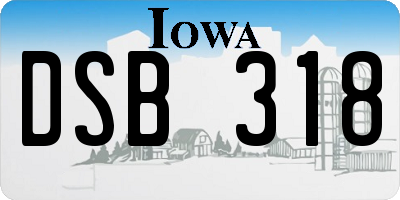 IA license plate DSB318