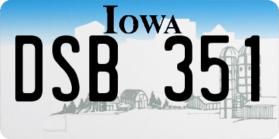IA license plate DSB351