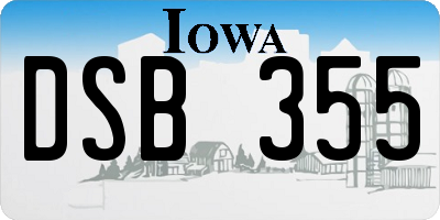 IA license plate DSB355