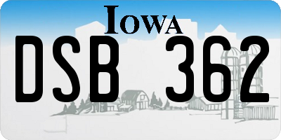 IA license plate DSB362