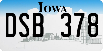 IA license plate DSB378