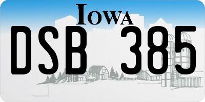 IA license plate DSB385