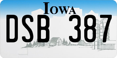 IA license plate DSB387
