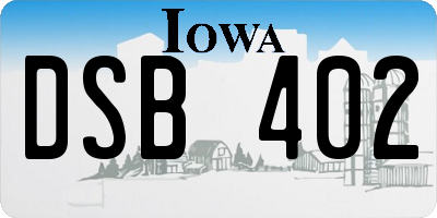 IA license plate DSB402