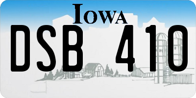 IA license plate DSB410