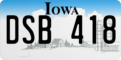 IA license plate DSB418
