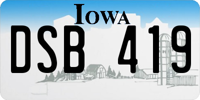 IA license plate DSB419