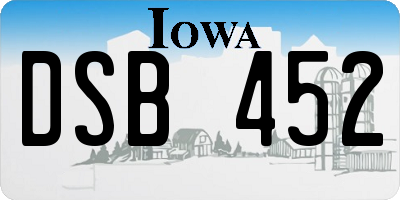 IA license plate DSB452