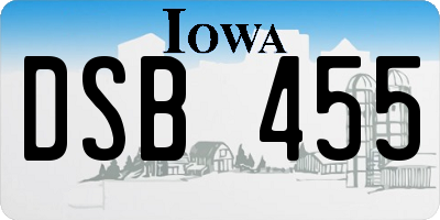 IA license plate DSB455