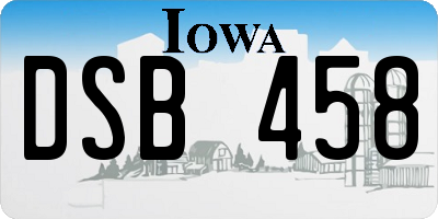 IA license plate DSB458