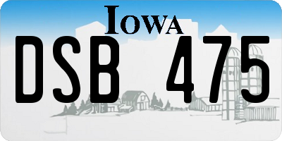 IA license plate DSB475