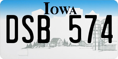 IA license plate DSB574