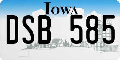 IA license plate DSB585