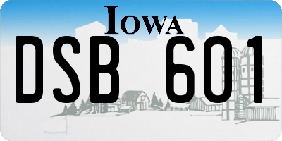 IA license plate DSB601