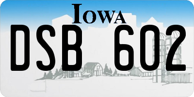 IA license plate DSB602