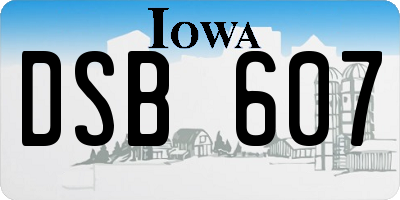 IA license plate DSB607