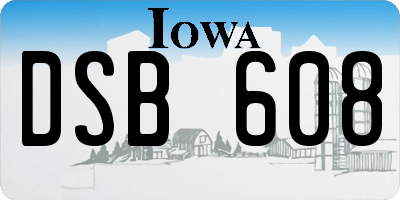 IA license plate DSB608