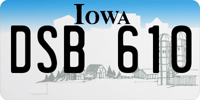 IA license plate DSB610