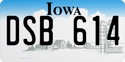 IA license plate DSB614