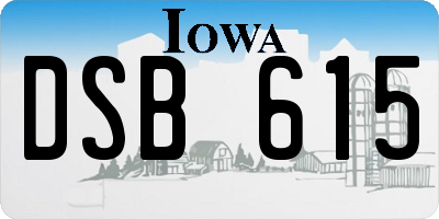 IA license plate DSB615