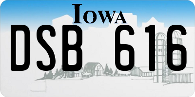 IA license plate DSB616