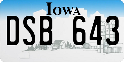 IA license plate DSB643