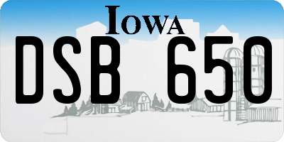IA license plate DSB650