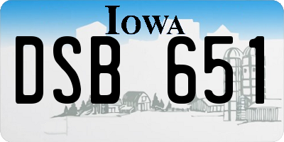 IA license plate DSB651